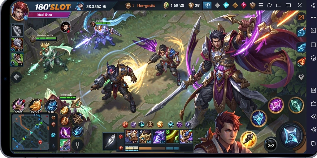 Tangkapan layar gameplay 180SLOT menunjukkan aksi seru dalam pertempuran tim.