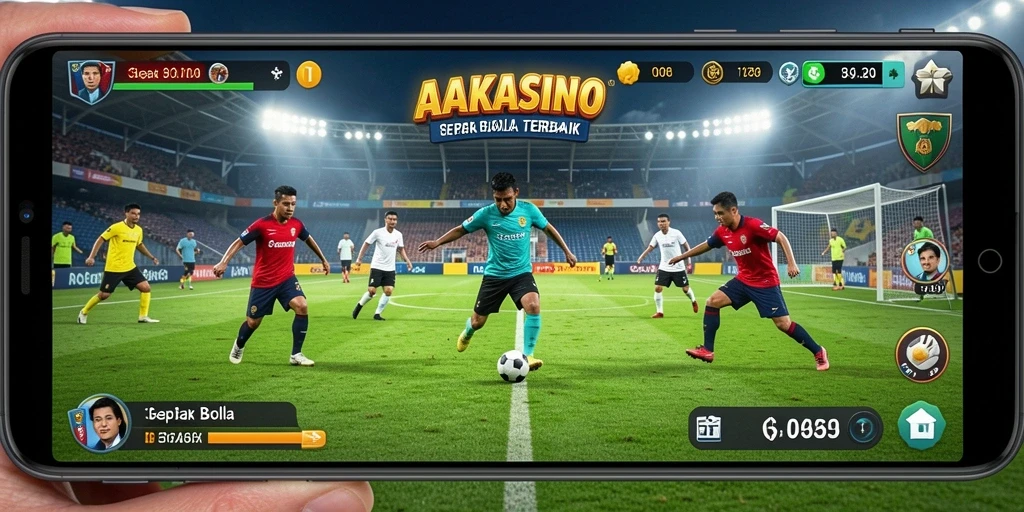 Screenshot AAKASINO menampilkan aksi sepak bola yang mendebarkan.