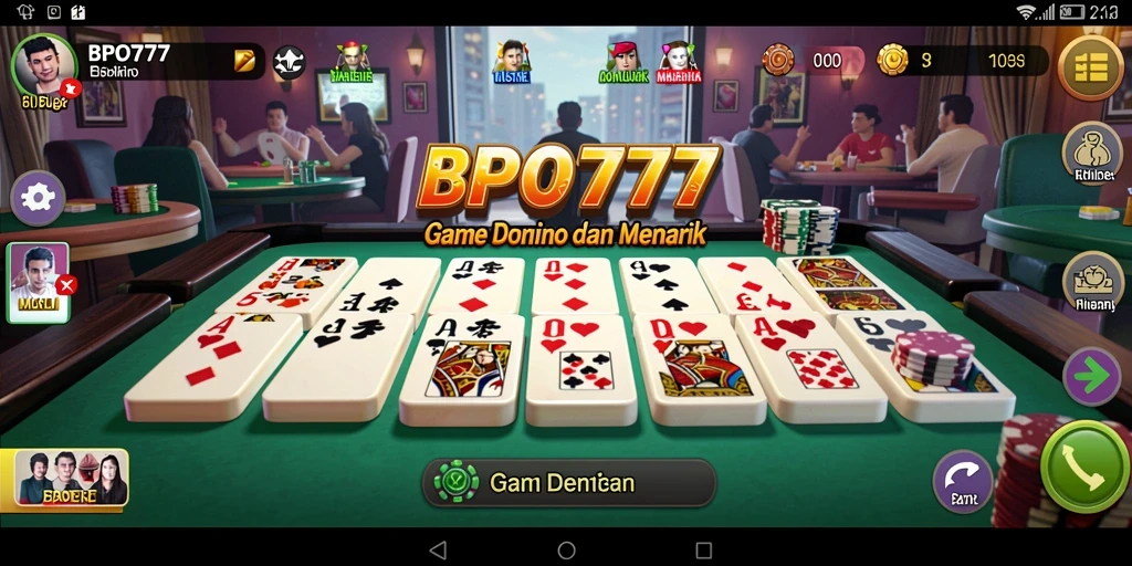 Screenshot utama BPO777 menampilkan gameplay seru dalam permainan Domino.