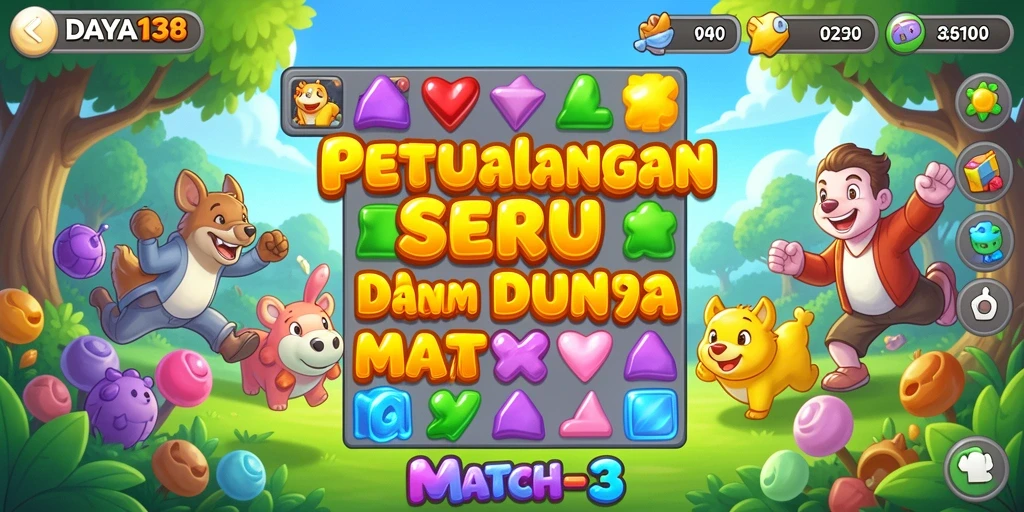 Tampilkan gameplay seru dari game Match-3.
