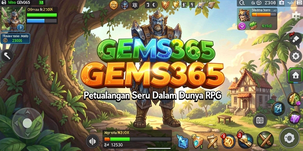 Screenshot GEMS365 menampilkan aksi pertempuran seru dalam dunia RPG.