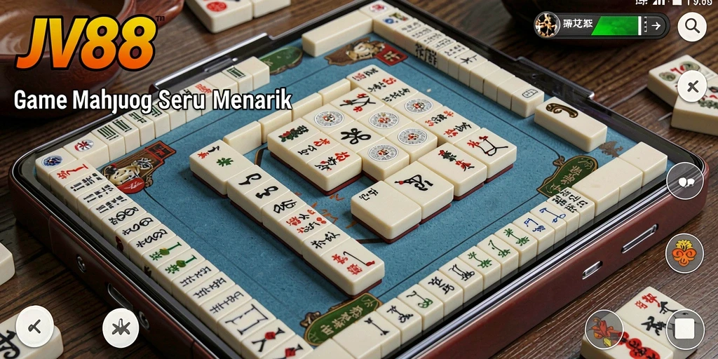 Screenshot utama JV88 menampilkan gameplay Mahjong yang mendebarkan.
