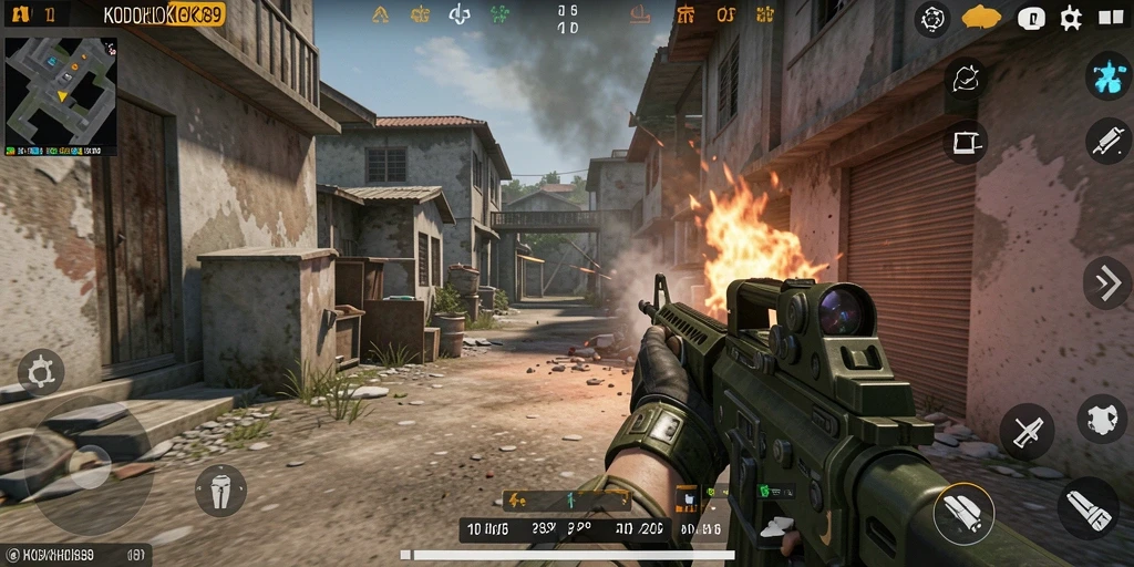 Screenshot gameplay KODOKHOKI889 menampilkan aksi tembak-menembak yang seru.