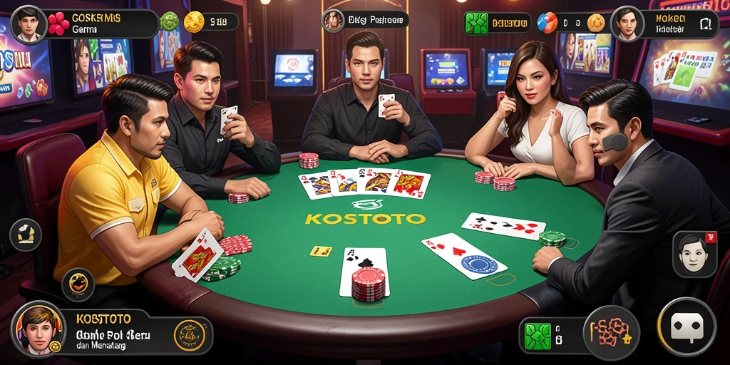 Screenshot gameplay KOSTOTO yang mengasyikkan dan penuh strategi poker.