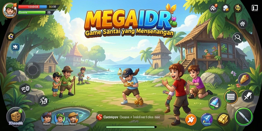 Tampilan gameplay MEGAIDR yang ceria dan menyenangkan.