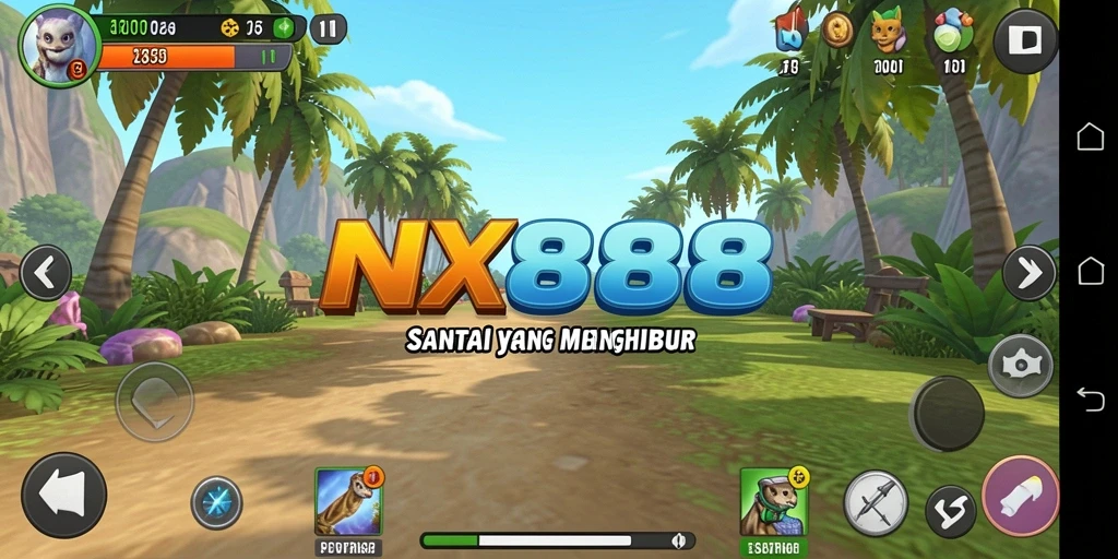 Tampilan gameplay NX888 yang ceria dan menghibur.
