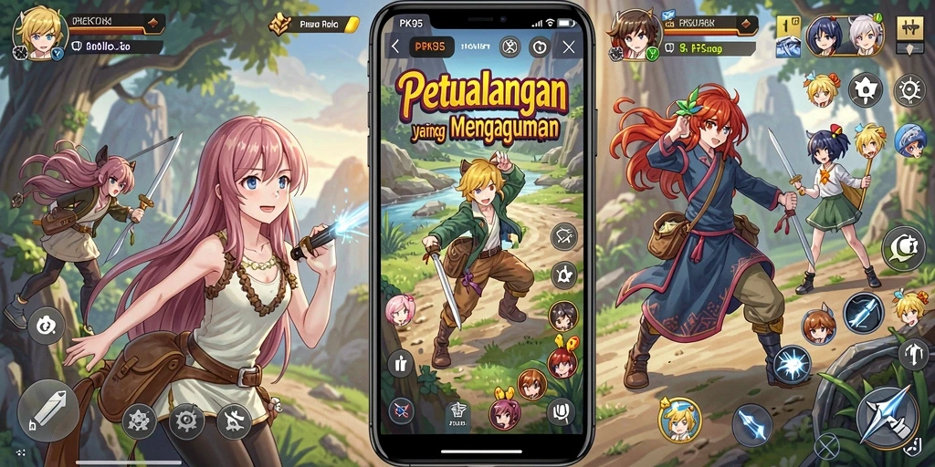Tampilan epik gameplay PK95 dengan aksi karakter Anime.