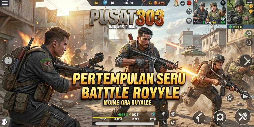 Gameplay seru PUSAT303 saat pertarungan Battle Royale.