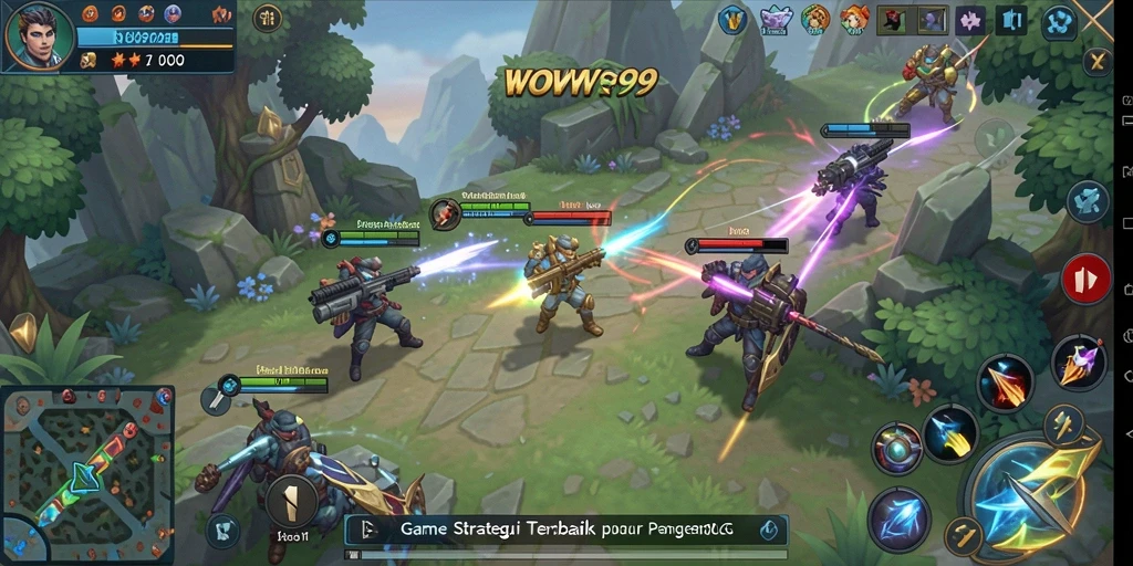 Tangkapan layar utama menunjukkan pertarungan mendebarkan dalam game SLG.