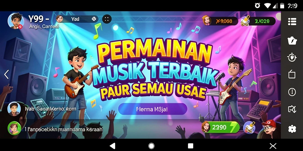 Screenshot gameplay Y89 menampilkan pengalaman bermain musik yang interaktif.